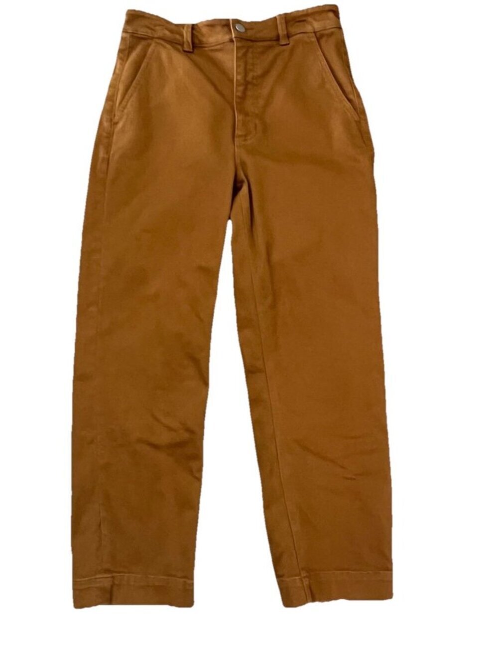 Everlane Women’s Straight Leg High Rise Cropped Pants Size 6 Mustard Stretch